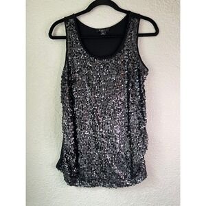 Forever 21‎ Sequin Tank Top Sleeveless Party Sparkle Black Medium